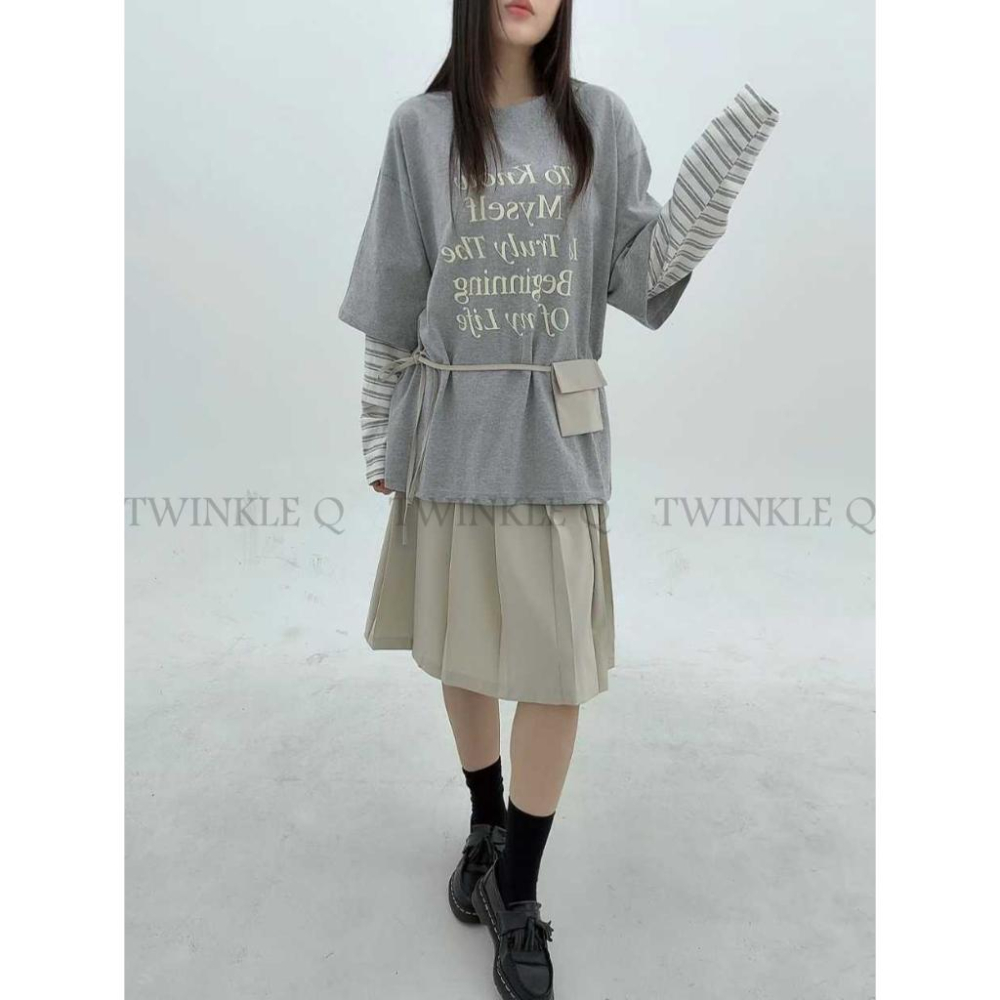 🎀TwinkleQ韓國代購BUY好物-預購✈️正韓🇰🇷 裙子 素色 口袋 皺褶裙-細節圖2