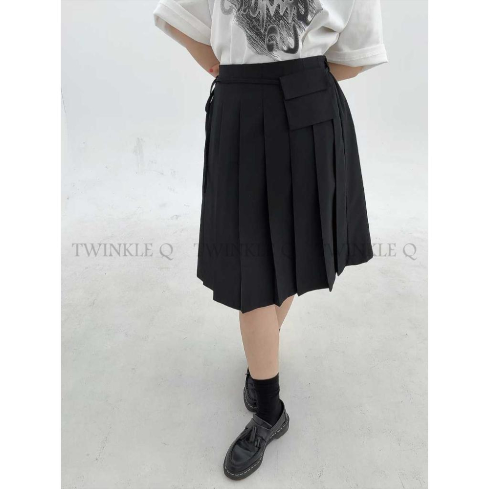 🎀TwinkleQ韓國代購BUY好物-預購✈️正韓🇰🇷 裙子 素色 口袋 皺褶裙-細節圖5