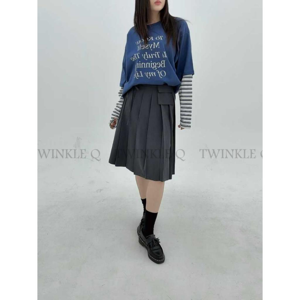 🎀TwinkleQ韓國代購BUY好物-預購✈️正韓🇰🇷 裙子 素色 口袋 皺褶裙-細節圖7