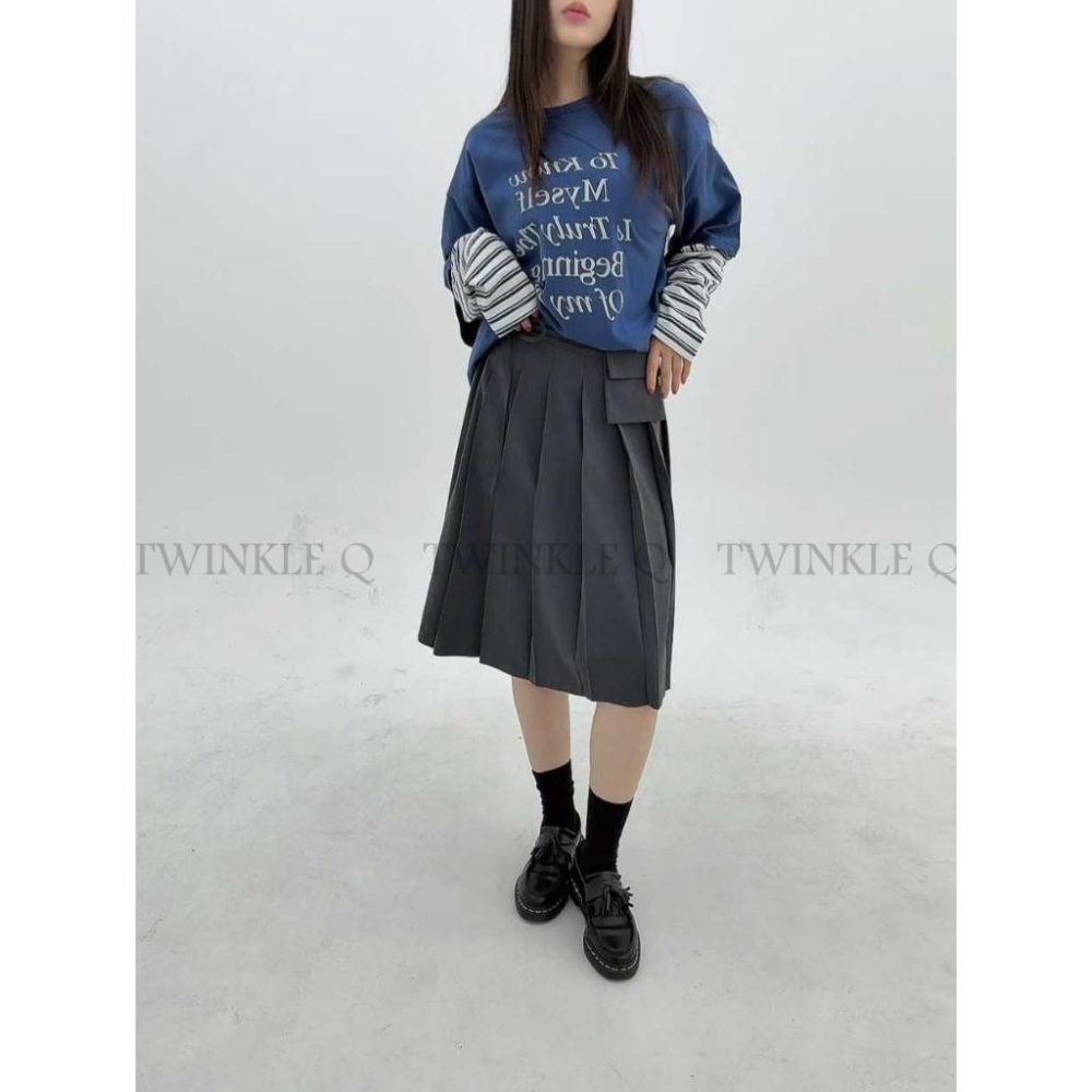 🎀TwinkleQ韓國代購BUY好物-預購✈️正韓🇰🇷 裙子 素色 口袋 皺褶裙-細節圖8