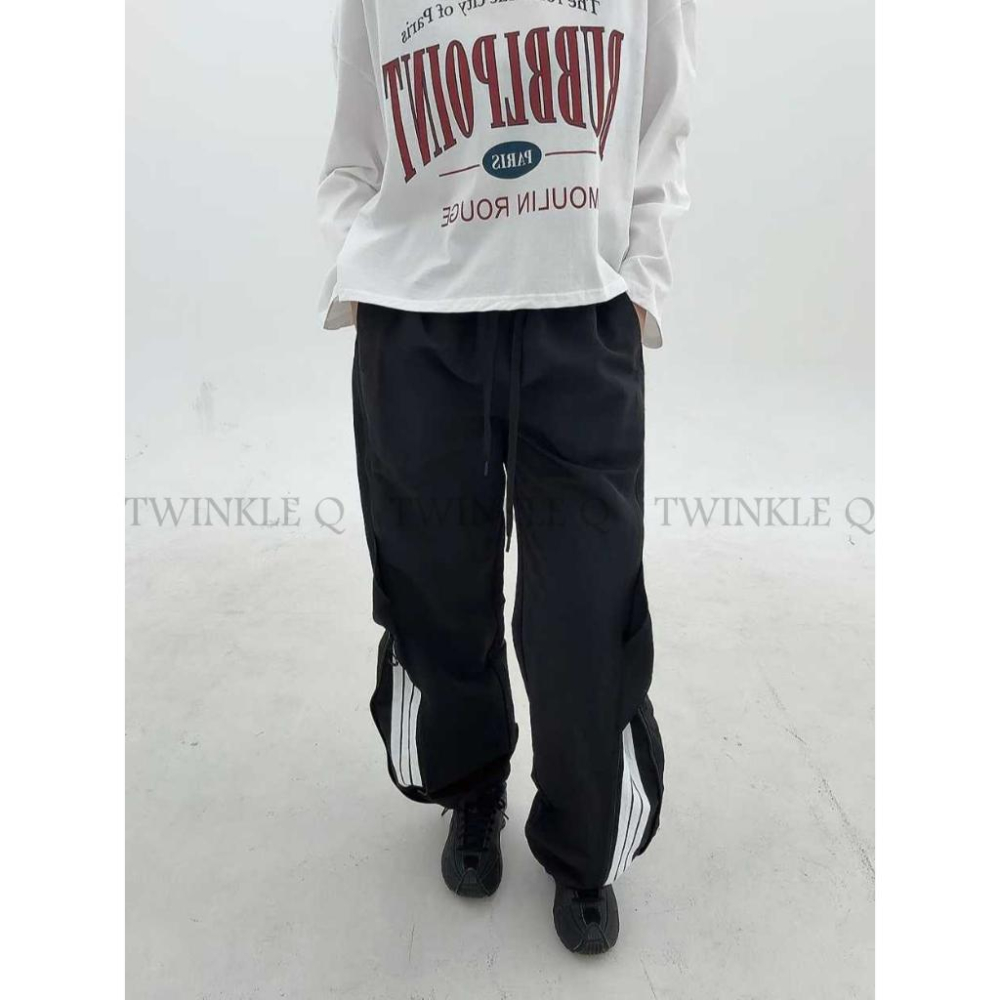 🎀TwinkleQ韓國代購BUY好物-預購✈️正韓🇰🇷 休閒長褲 線條 鬆緊 拉繩 拉鍊抽繩褲 居家 運動 長褲-細節圖8
