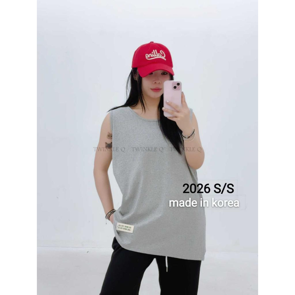 🎀TwinkleQ韓國代購BUY好物-預購✈️正韓🇰🇷 無袖背心 素色 貼布 長版背心 內搭 無袖上衣 背心-細節圖3