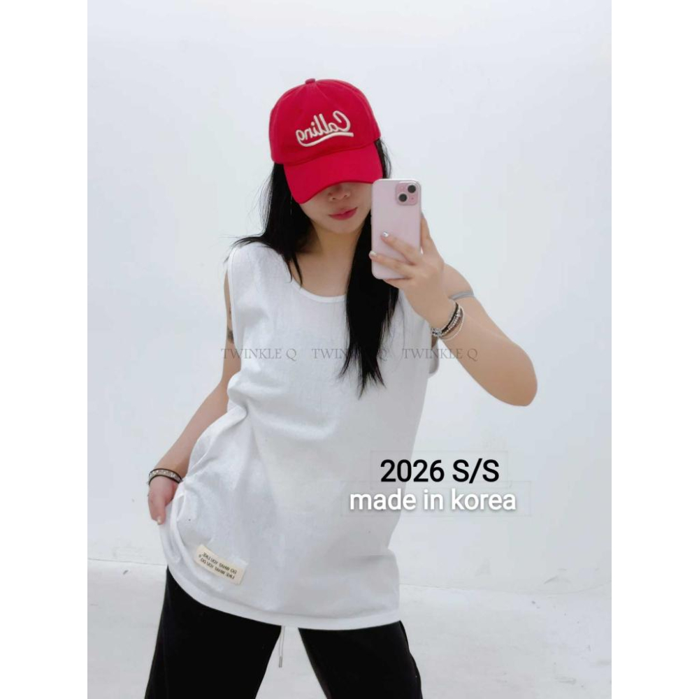 🎀TwinkleQ韓國代購BUY好物-預購✈️正韓🇰🇷 無袖背心 素色 貼布 長版背心 內搭 無袖上衣 背心-細節圖5