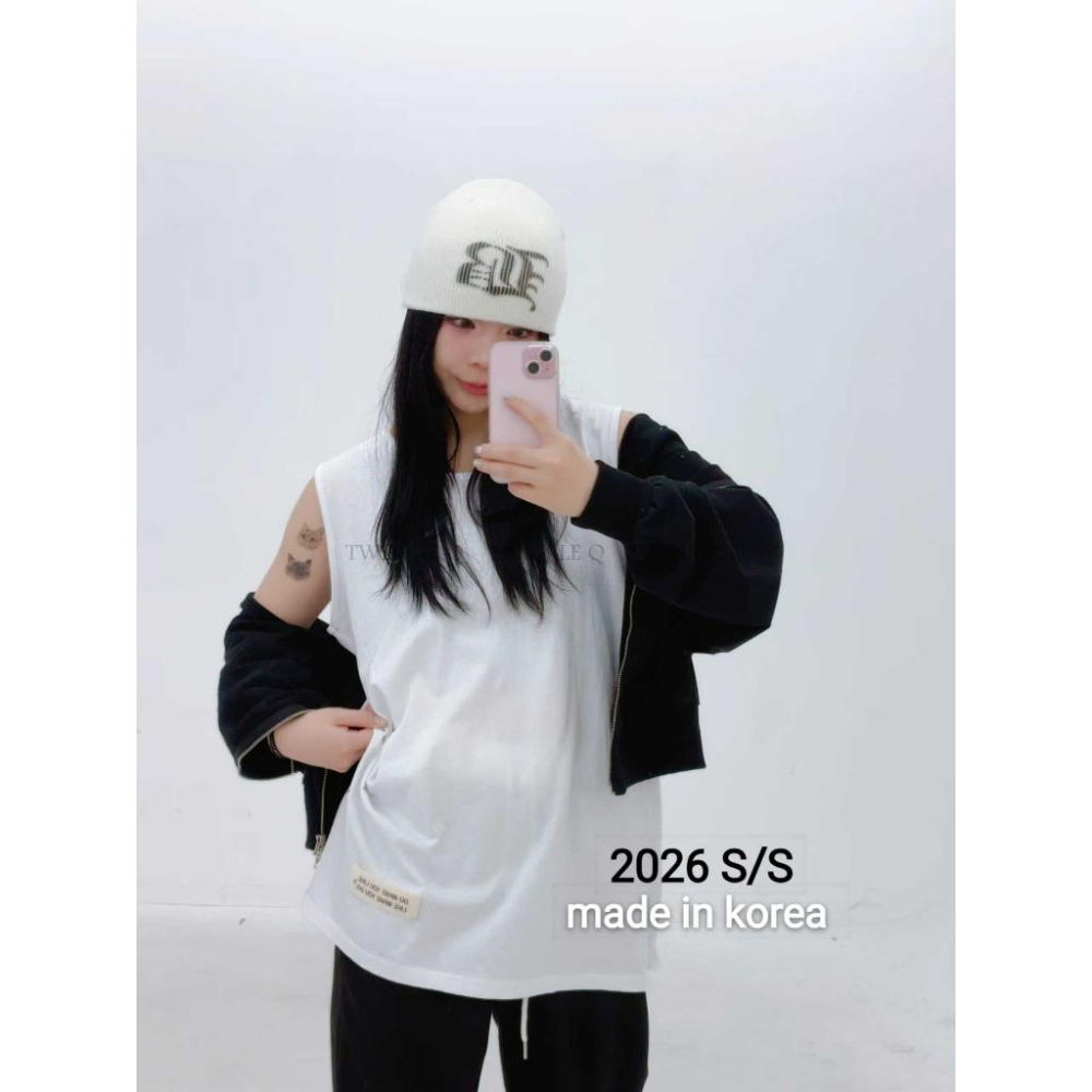 🎀TwinkleQ韓國代購BUY好物-預購✈️正韓🇰🇷 無袖背心 素色 貼布 長版背心 內搭 無袖上衣 背心-細節圖6