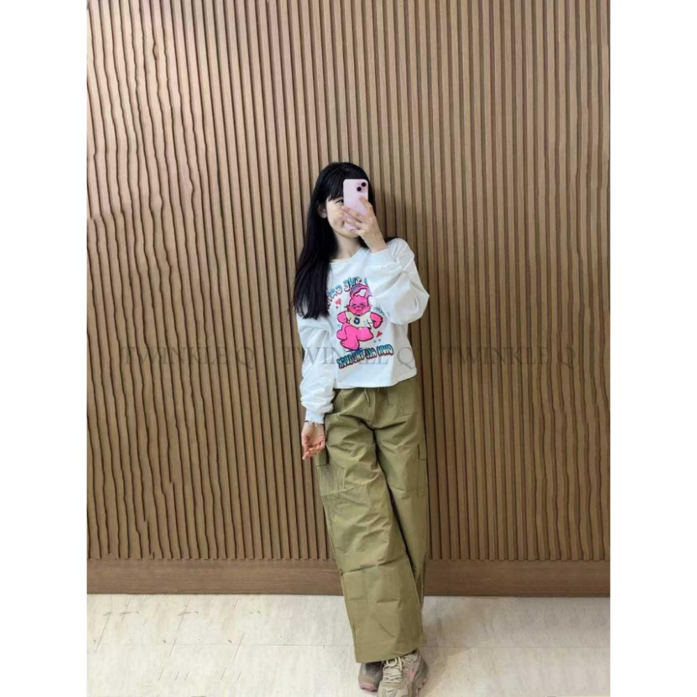 🎀TwinkleQ韓國代購BUY好物-預購✈️正韓🇰🇷 長袖t恤 兔兔 愛心 字母印花 長袖上衣 寬鬆t恤 長t-細節圖5