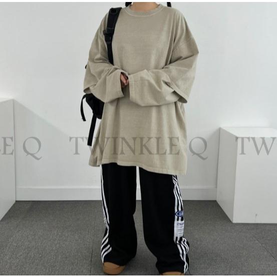 🎀TwinkleQ韓國代購BUY好物-預購✈️正韓🇰🇷 長袖t恤 777 字母印花 水洗t 假二件 寬鬆上衣 長t-細節圖3