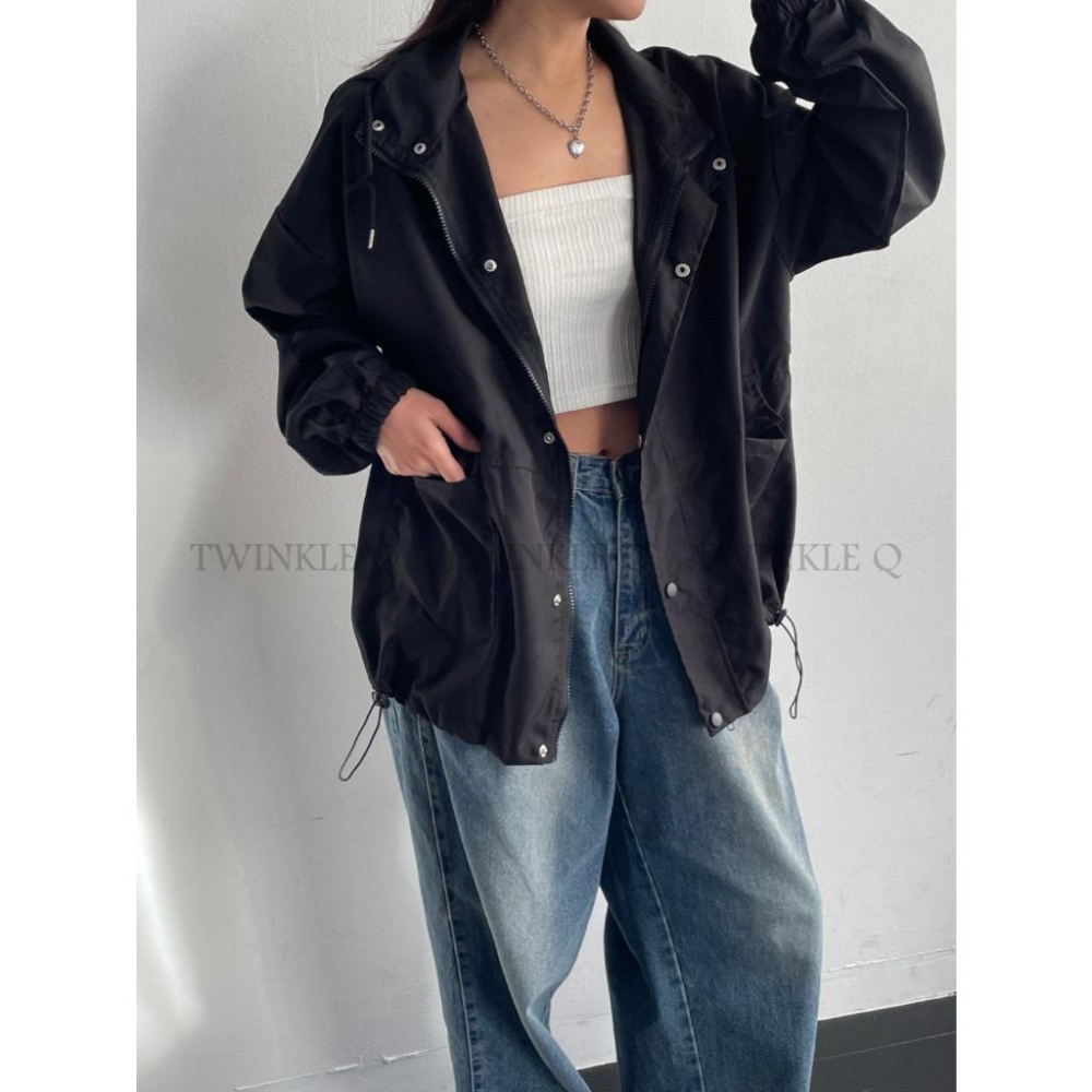 🎀TwinkleQ韓國代購BUY好物-預購✈️正韓🇰🇷 連帽外套 口袋 下擺拉繩 防風外套 休閒外套 外套-細節圖2