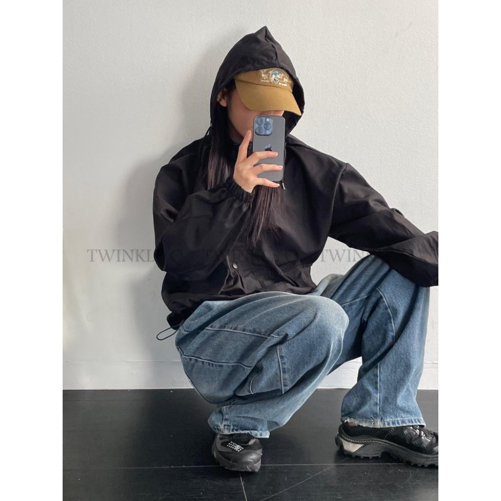 🎀TwinkleQ韓國代購BUY好物-預購✈️正韓🇰🇷 連帽外套 口袋 下擺拉繩 防風外套 休閒外套 外套-細節圖4