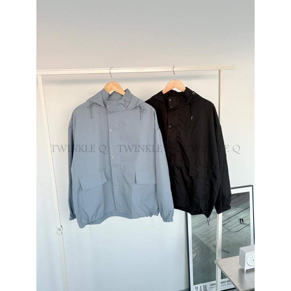 🎀TwinkleQ韓國代購BUY好物-預購✈️正韓🇰🇷 連帽外套 口袋 下擺拉繩 防風外套 休閒外套 外套-細節圖5