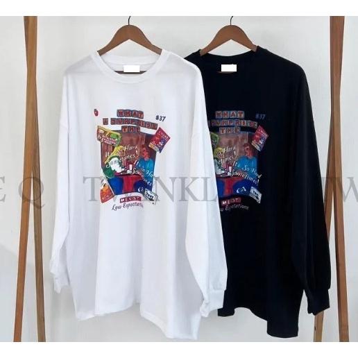 🎀TwinkleQ韓國代購BUY好物-預購✈️正韓🇰🇷 長袖上衣  圖案印花 寬鬆上衣 長袖t恤 休閒 長t 大學t-細節圖5