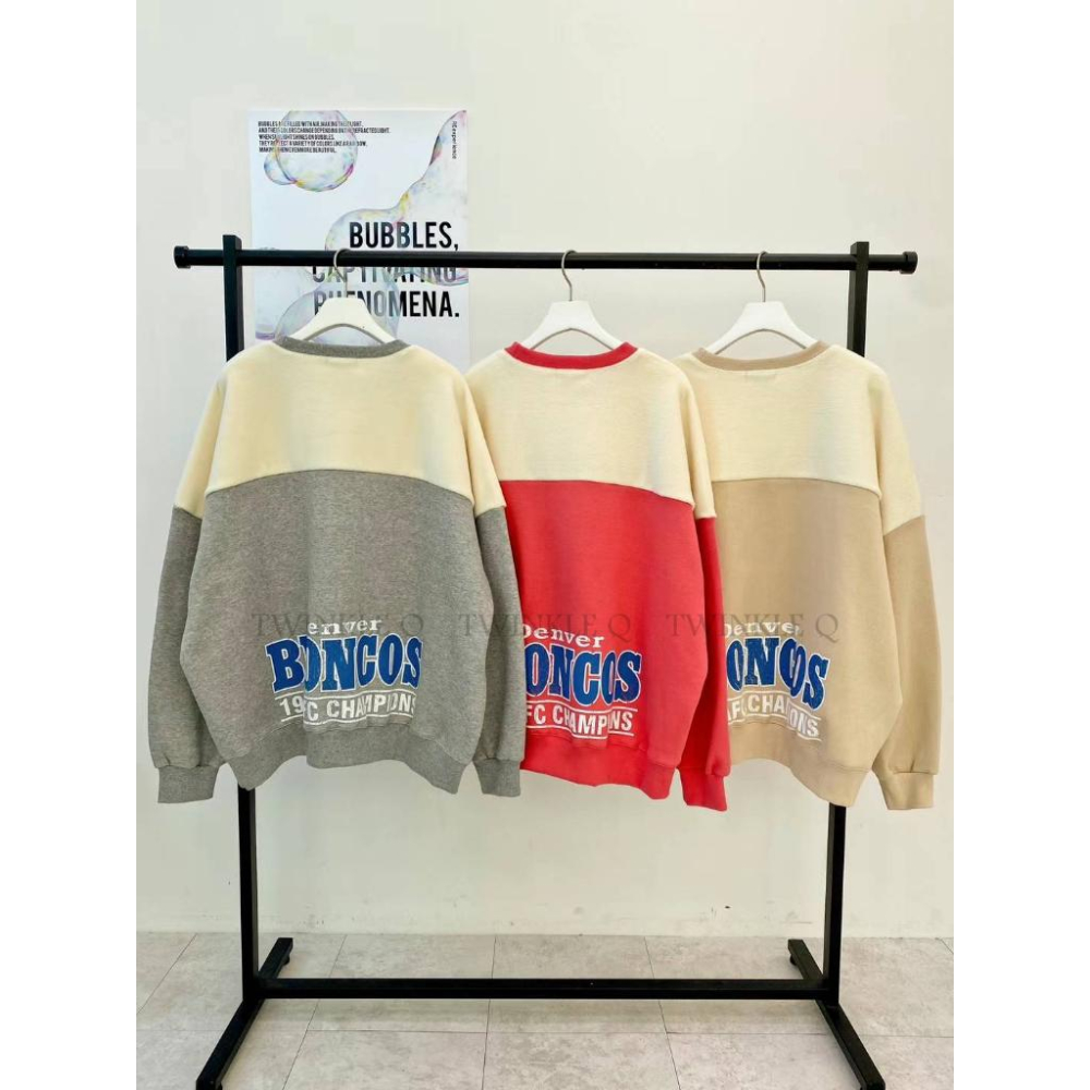 🎀 Twinkle Q韓國代購BUY好物-預購✈️正韓🇰🇷 大學t 橄欖球 刷毛 撞色 字母 休閒上衣 長t 大學踢-細節圖9