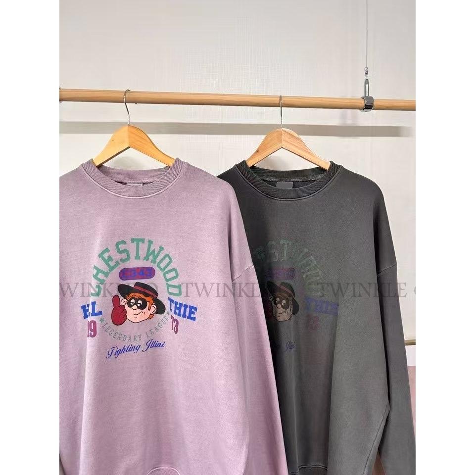 🎀 Twinkle Q韓國代購BUY好物-預購✈️正韓🇰🇷 大學t 卡通人物 印花 水洗t恤 寬鬆上衣 大學踢 男女中性-細節圖7
