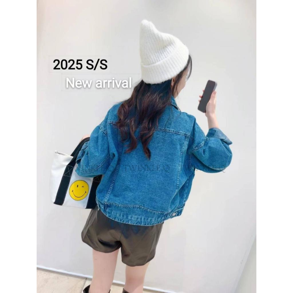 🎀 Twinkle Q韓國代購BUY好物-預購✈️正韓🇰🇷 牛仔外套 笑臉 花朵 休閒外套 外套-細節圖3