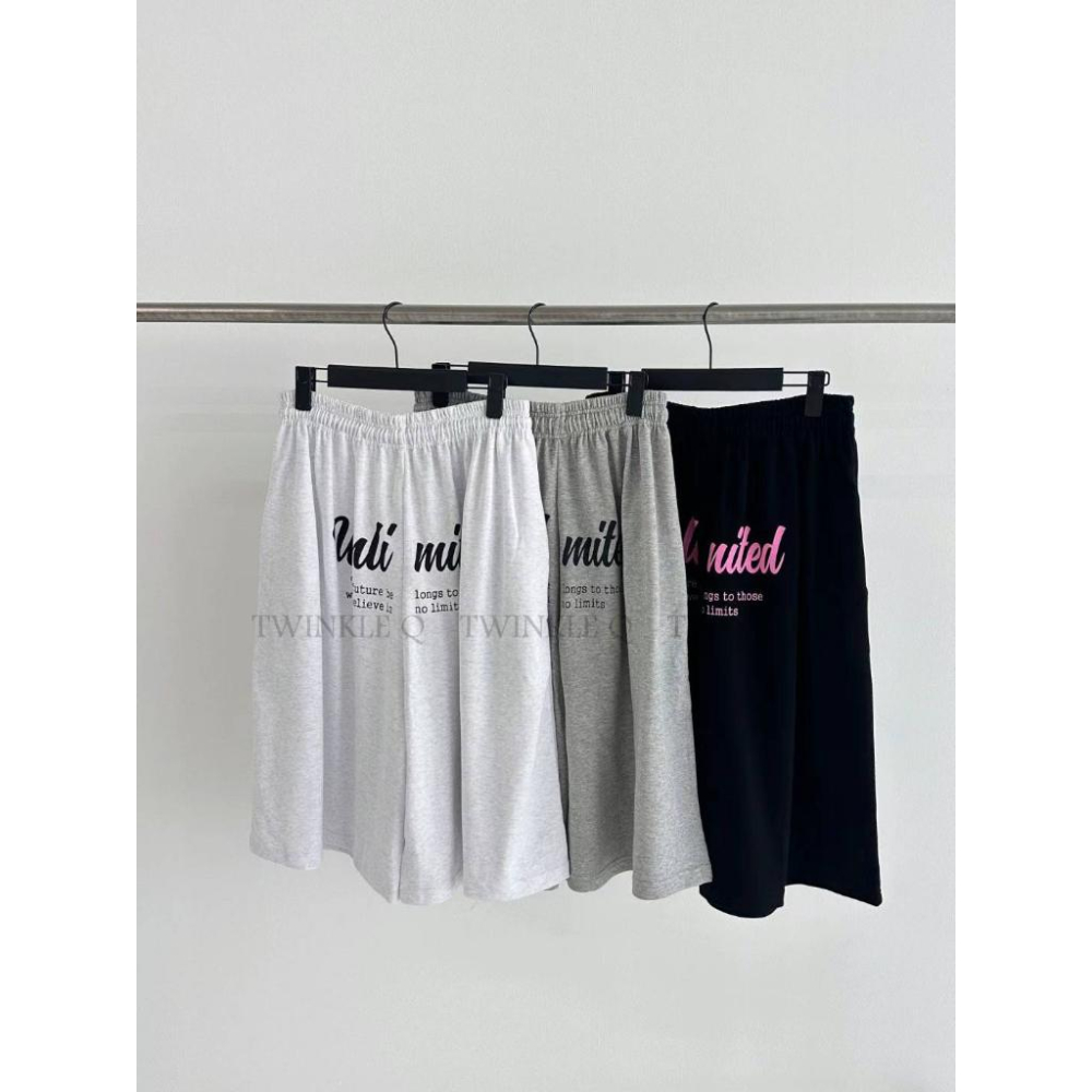 🎀TwinkleQ韓國代購BUY好物-預購✈️正韓🇰🇷 休閒短褲 字母 鬆緊 寬鬆 運動 短褲-細節圖7