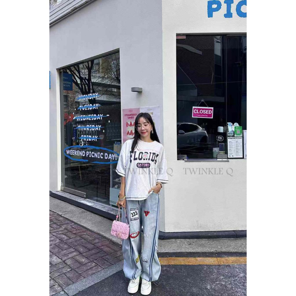 🎀 Twinkle Q韓國代購BUY好物-預購✈️正韓🇰🇷 休閒長褲 條紋 鬆緊 下擺拉繩 運動 長褲-細節圖4