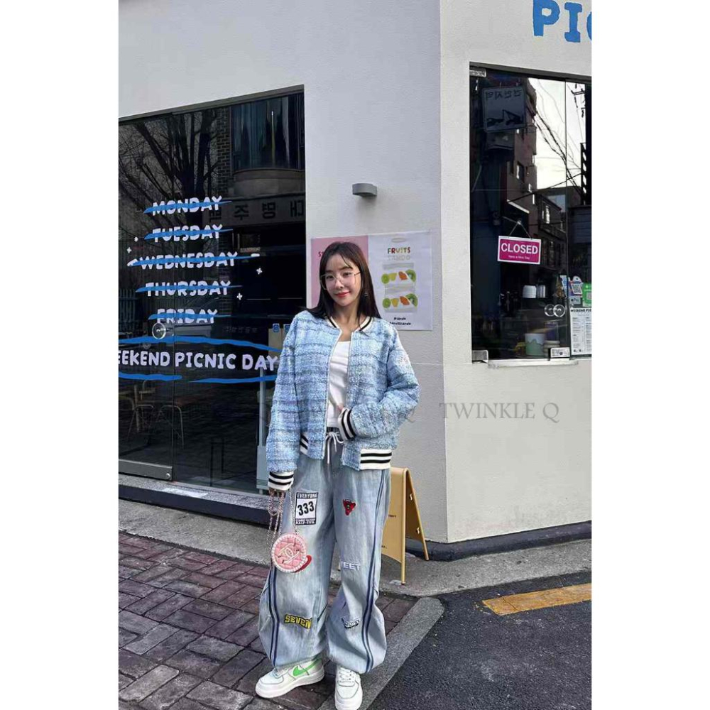 🎀 Twinkle Q韓國代購BUY好物-預購✈️正韓🇰🇷 休閒長褲 條紋 鬆緊 下擺拉繩 運動 長褲-細節圖6