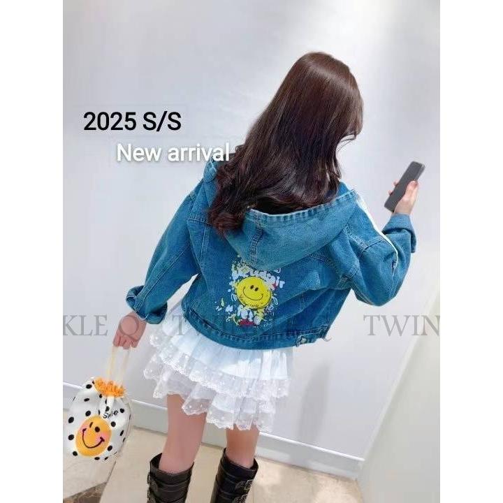 🎀 Twinkle Q韓國代購BUY好物-預購✈️正韓🇰🇷 牛仔連帽外套 笑臉 印花 單寧 牛仔 長袖 牛仔外套-細節圖2