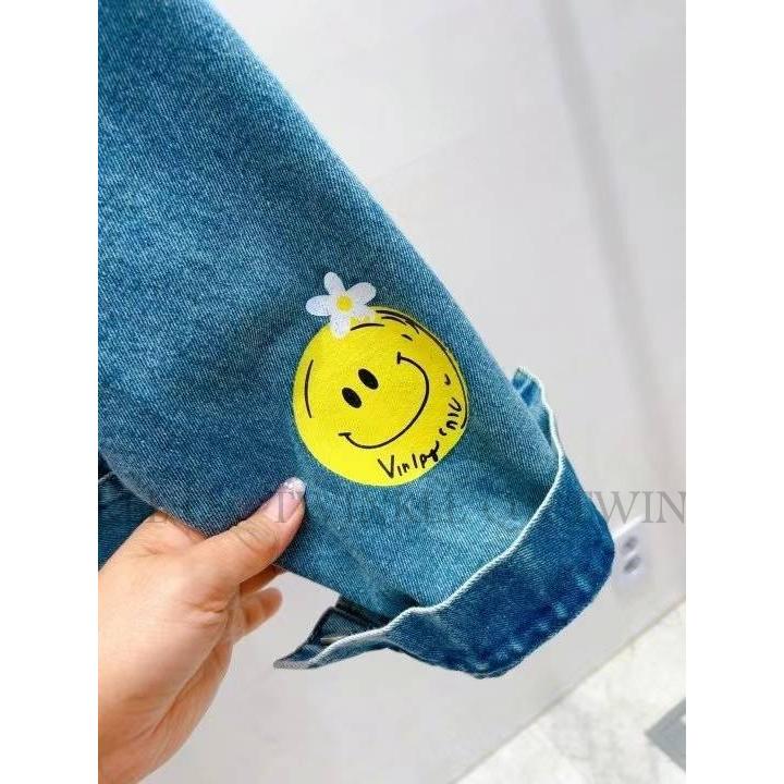 🎀 Twinkle Q韓國代購BUY好物-預購✈️正韓🇰🇷 牛仔連帽外套 笑臉 印花 單寧 牛仔 長袖 牛仔外套-細節圖6