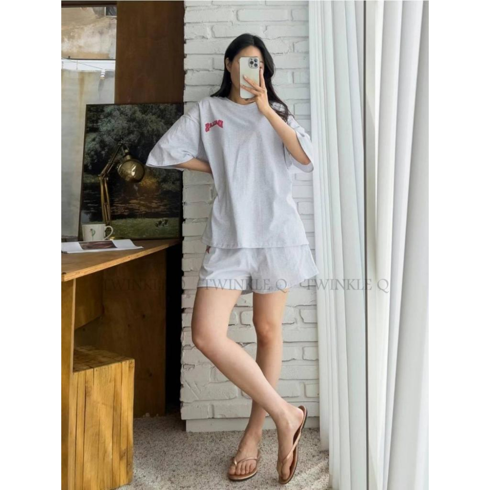 🎀 Twinkle Q韓國代購BUY好物-預購✈️正韓🇰🇷 休閒套裝 兔兔 圖案印花 寬鬆 短t 運動  短褲 套裝-細節圖5