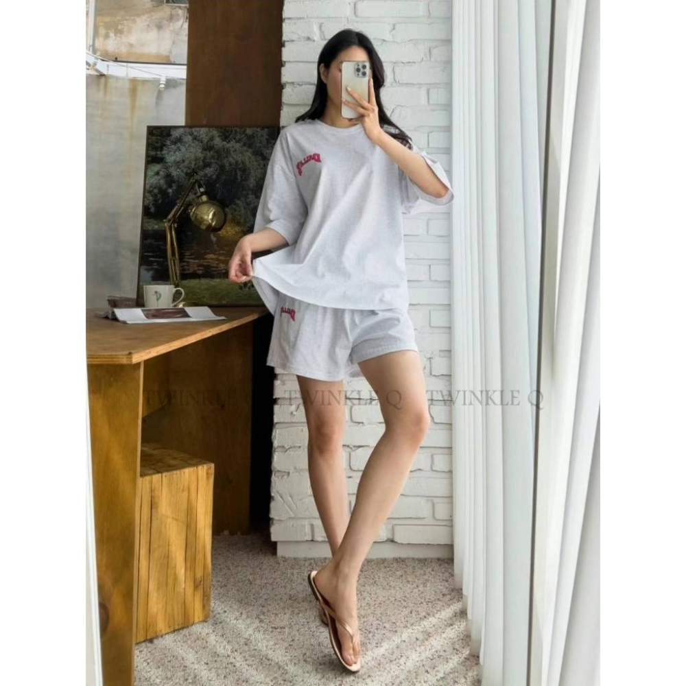 🎀 Twinkle Q韓國代購BUY好物-預購✈️正韓🇰🇷 休閒套裝 兔兔 圖案印花 寬鬆 短t 運動  短褲 套裝-細節圖6