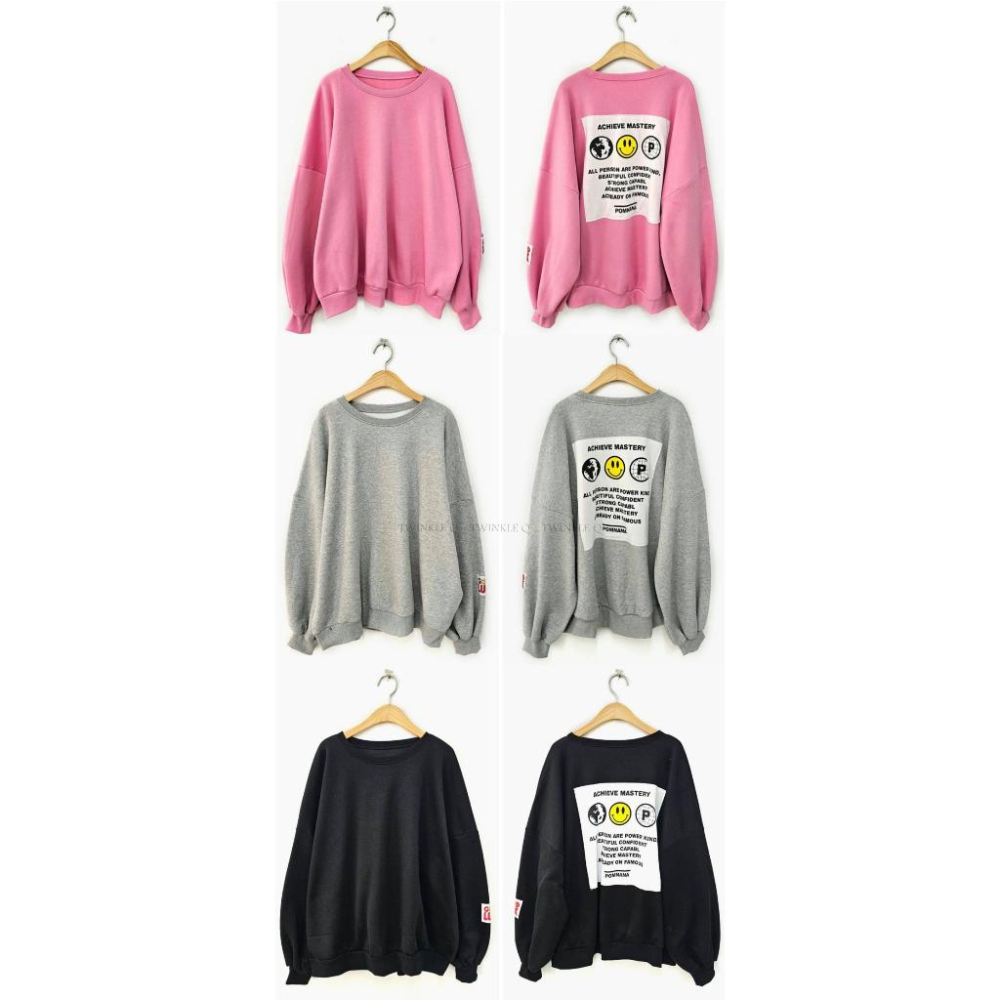 🎀 Twinkle Q韓國代購BUY好物-預購✈️正韓🇰🇷 大學t 笑臉 字母 貼布 長袖上衣 寬鬆 休閒 長t 大學踢-細節圖9