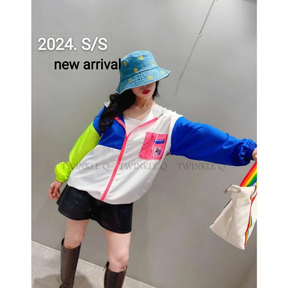 🎀 Twinkle Q 🎀-預購✈️正韓🇰🇷東大門 休閒外套 笑臉 口袋 下擺拉繩 鬆緊 拼色 撞色 防風 外套-細節圖3