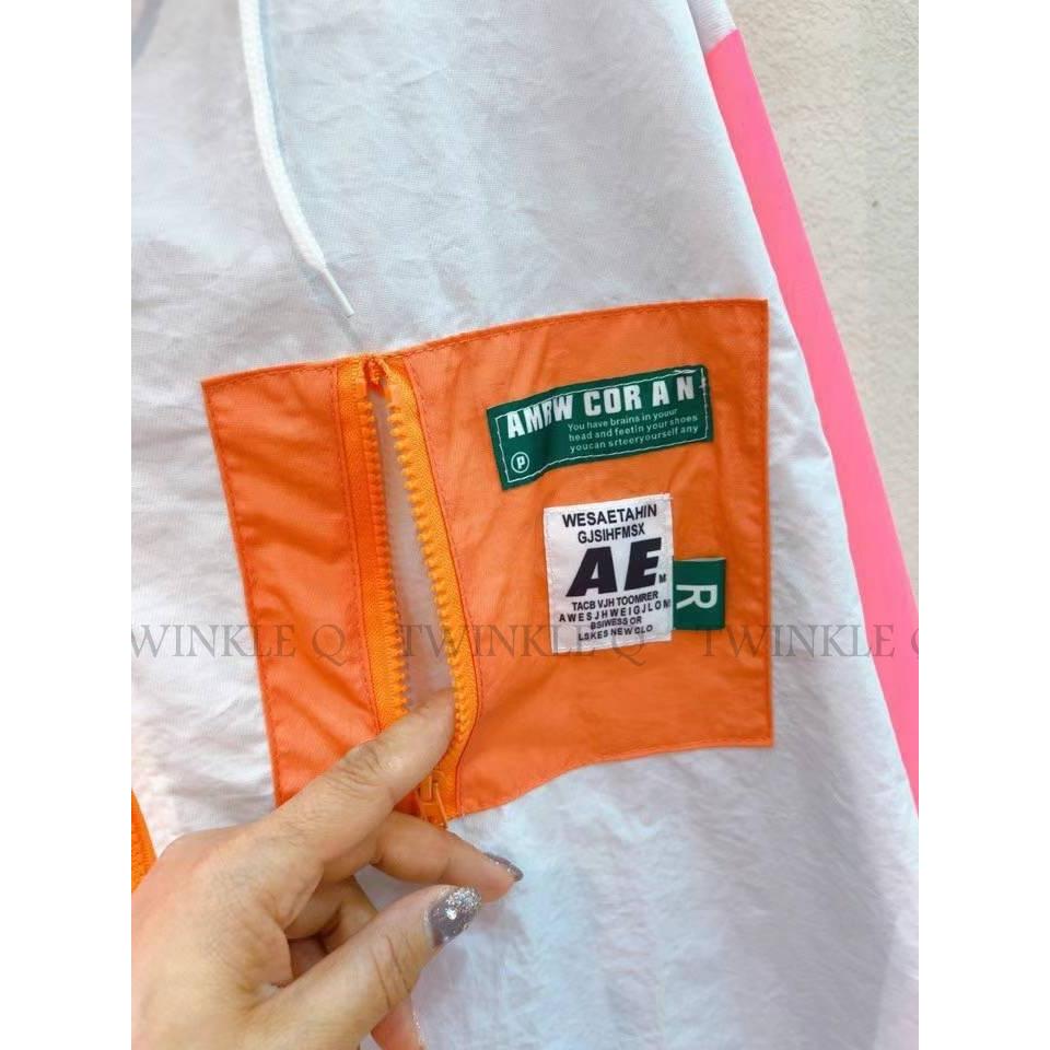🎀 Twinkle Q 🎀-預購✈️正韓🇰🇷東大門 休閒外套 笑臉 口袋 下擺拉繩 鬆緊 拼色 撞色 防風 外套-細節圖6