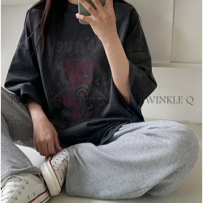 🎀 Twinkle Q 🎀-預購✈️正韓🇰🇷東大門 彩虹熊 印花 水洗 寬鬆 Ｔ恤 休閒 短袖 上衣 男女 中性-細節圖4