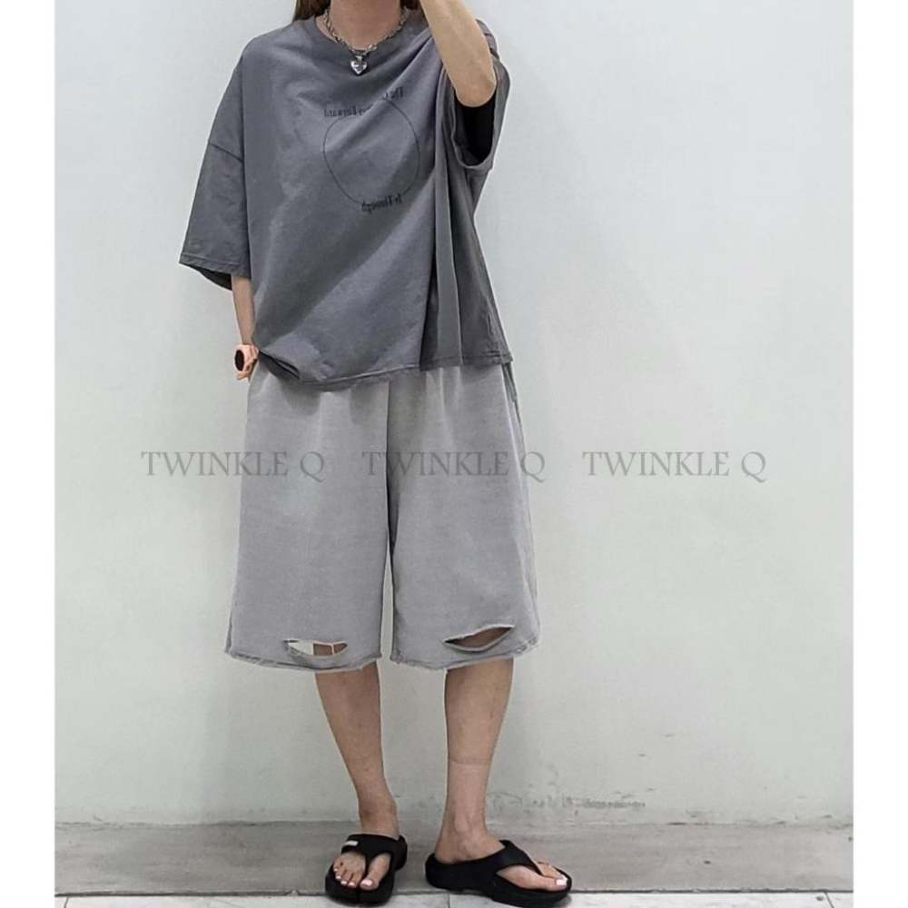 🎀TwinkleQ韓國代購-預購✈️東大門🔥南大門正韓 休閒短褲  素色 寬鬆短褲 割破 不修邊 鬆緊 短褲-細節圖5