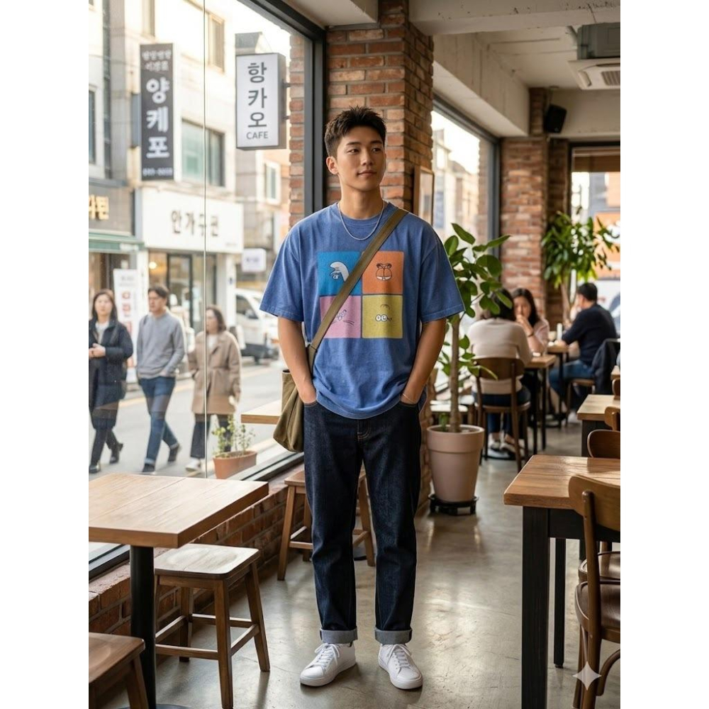 🎀TwinkleQ韓國代購BUY好物-預購✈️正韓🇰🇷 短袖t恤 男女中性 卡通圖案印花 水洗t恤 韓國t恤 短t-細節圖2