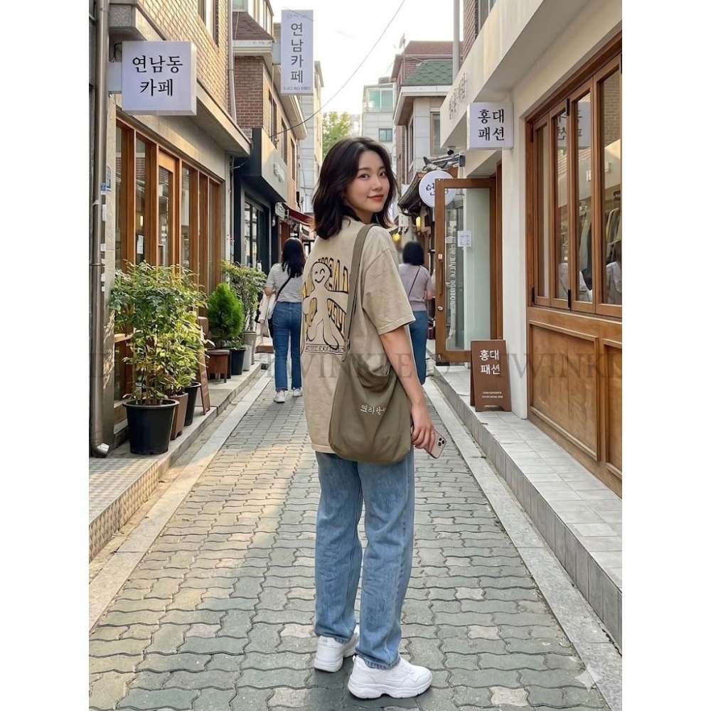 🎀TwinkleQ韓國代購BUY好物-預購✈️正韓🇰🇷 短袖t恤 男女中性 塗鴉小人 字母印花 水洗t恤 韓國t恤 短t-細節圖2