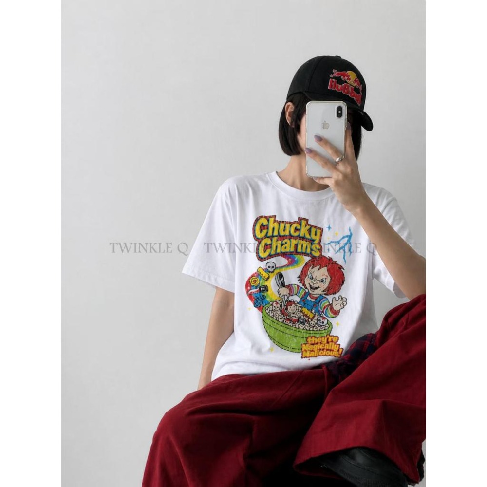 🎀TwinkleQ韓國代購BUY好物-預購✈️正韓🇰🇷 短袖t恤 恐佈電影 恰吉 圖案印花 休閒上衣 短袖上衣 短t-細節圖4