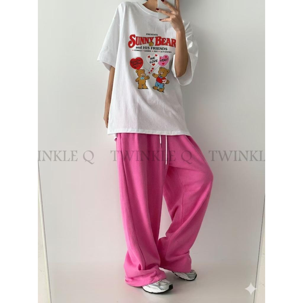 🎀TwinkleQ韓國代購BUY好物-預購✈️正韓🇰🇷 短袖t恤 愛心 小熊 字母印花 休閒上衣 落肩 韓國t恤 短t-細節圖2