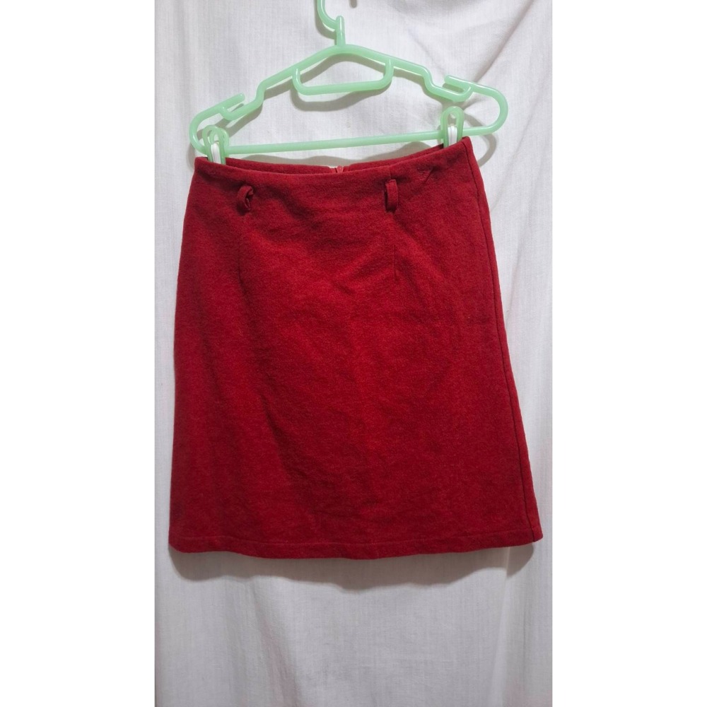 姜小舖S號紅色毛呢及膝裙短裙 有內裡 包臀裙 秋冬 過年喜氣 喝喜酒 毛料 素色 純色 百搭-細節圖6