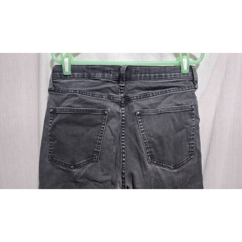 姜小舖M號女用UNIQLO深灰色仿舊刷白棉質縮口長褲 雙邊口袋 褲子 個性 時髦 素色 純色 深色-細節圖6