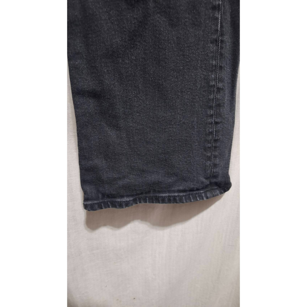 姜小舖S號女用UNIQLO深灰色刷白棉質牛仔布長褲 褲子 雙邊口袋 牛仔褲 牛仔長褲 休閒長褲 個性 素色 純色 百搭-細節圖5