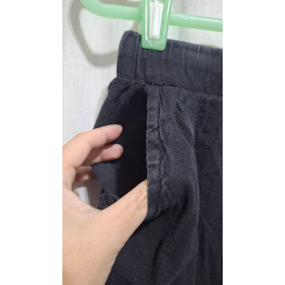 姜小舖M號女用華新記腰部抽繩黑色棉質寬鬆長褲 春秋 雙邊口袋 休閒長褲 褲子 棉褲 運動長褲 運動褲 素色 純色 百搭-細節圖3