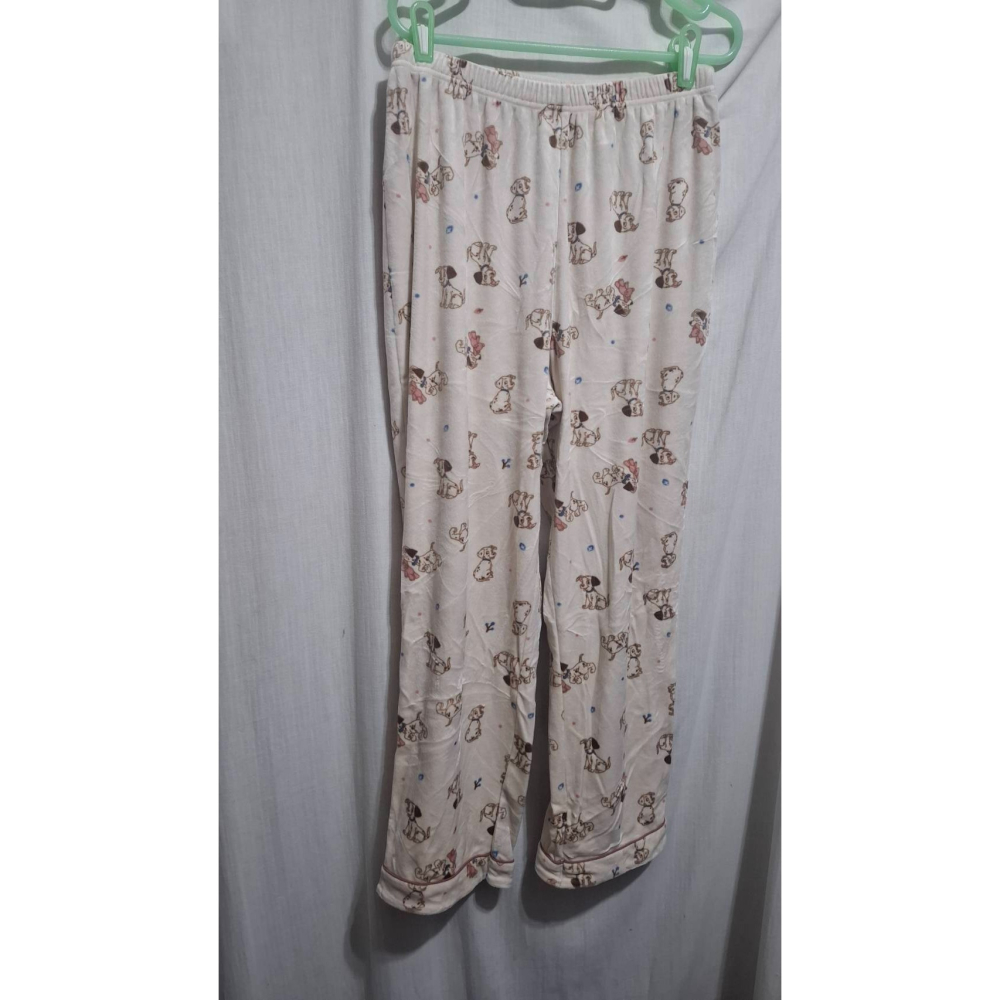 姜小舖L號lativ女用101忠狗大麥町印花滿版圖案柔軟棉質寬鬆睡褲長褲 寬褲 居家休閒褲 褲子 小狗圖案-細節圖5