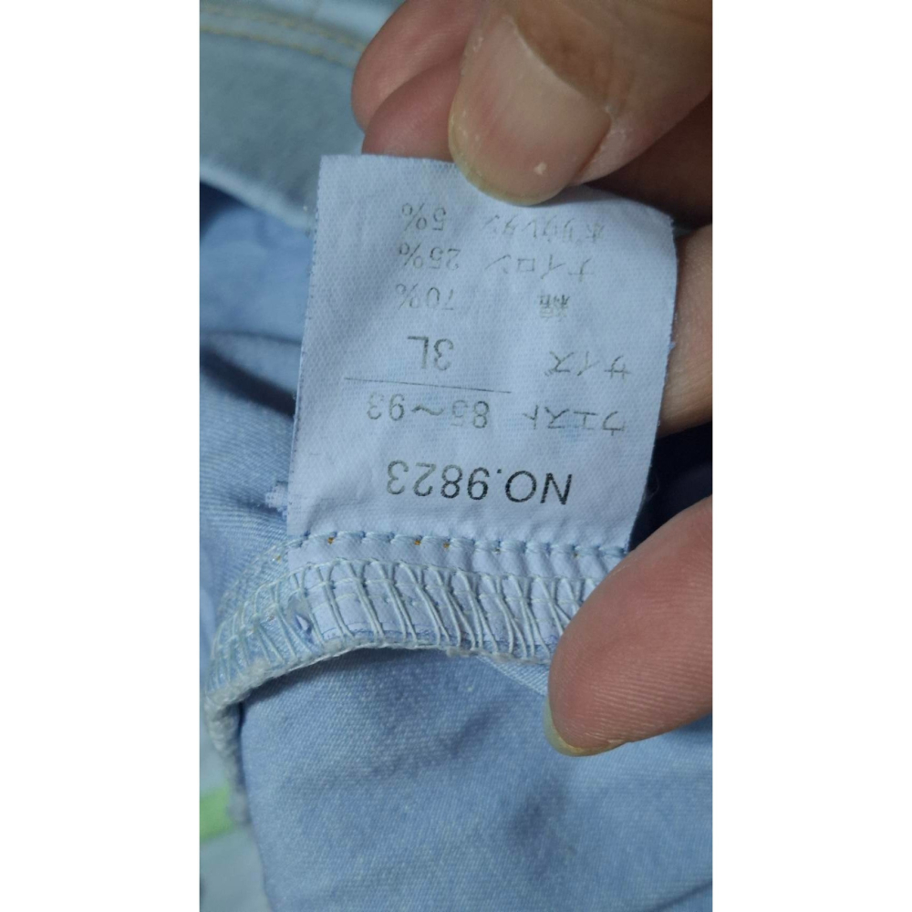 姜小舖3L號女用天藍色尼龍彈力八分褲長褲 彈性 大尺碼 素色 純色 雙邊口袋 休閒長褲 褲子-細節圖4