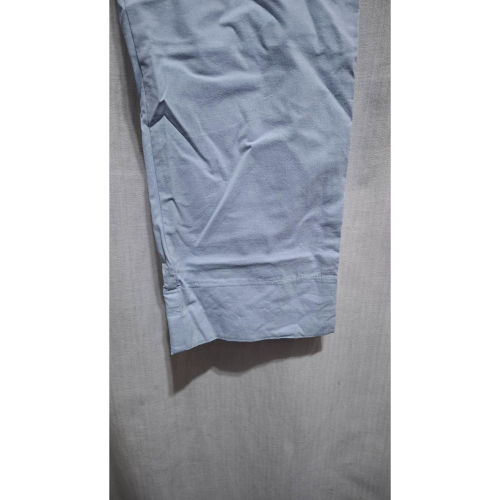 姜小舖3L號女用天藍色尼龍彈力八分褲長褲 彈性 大尺碼 素色 純色 雙邊口袋 休閒長褲 褲子-細節圖5