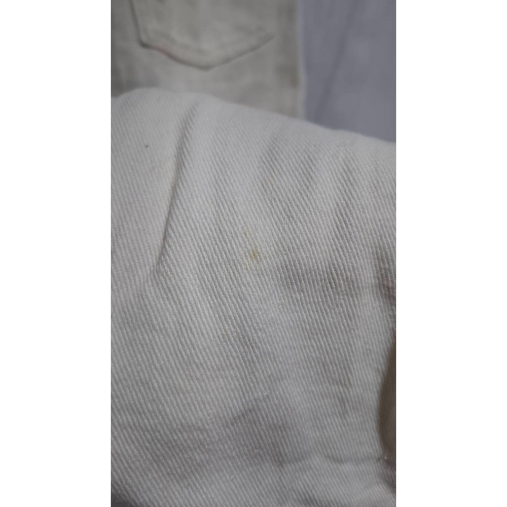 姜小舖M號女用jeans米白色棉質寬鬆長褲 雙邊口袋 休閒長褲 褲子 素色 純色 棉褲 百搭-細節圖4