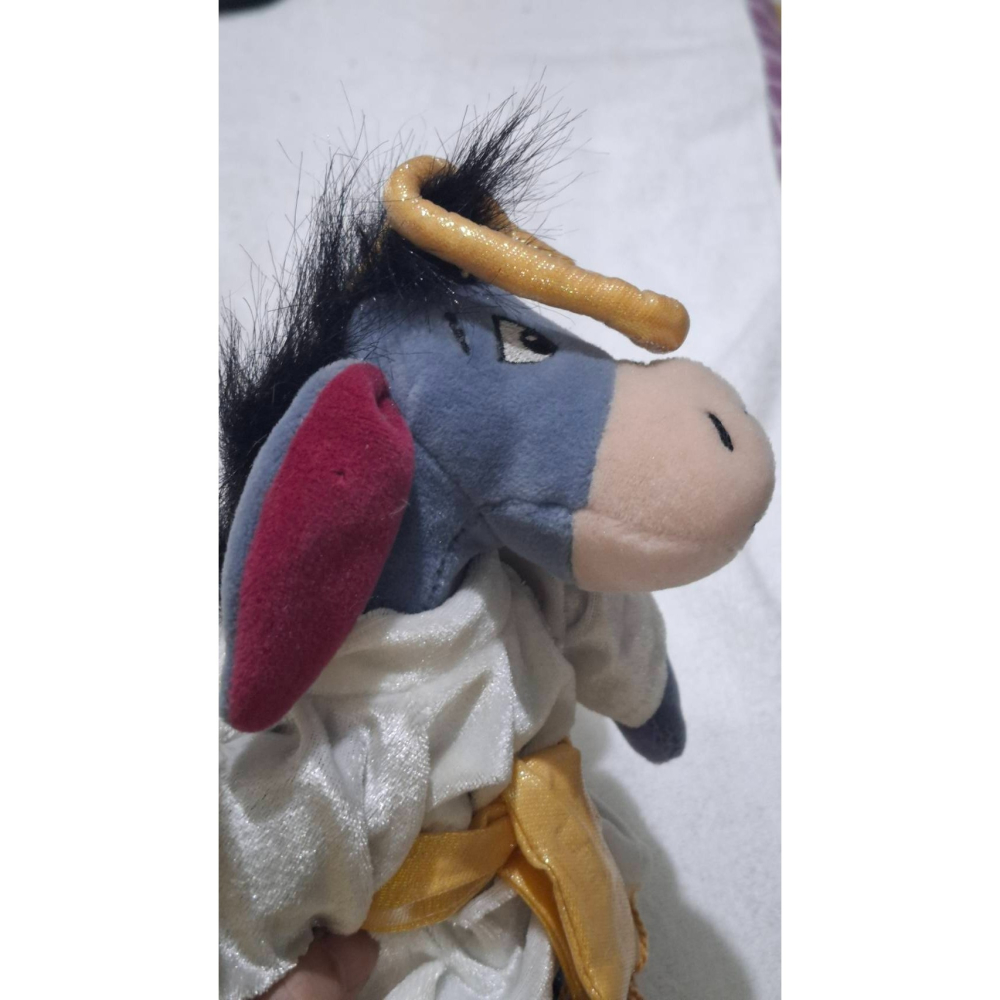 姜小舖老玩具2000年限量版迪士尼小熊維尼系列天使唱詩班跳跳虎豆豆絨毛玩具 高23公分 老物 絕版 填充玩具 布偶-細節圖5