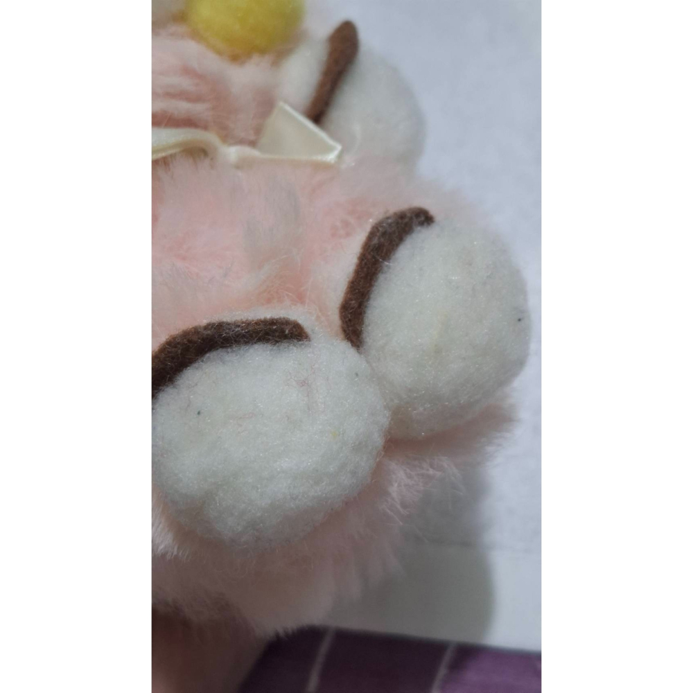 姜小舖老玩具 搖晃有聲音 粉色小松鼠絨毛玩具 高15公分 蝴蝶結 懷舊 復古 童年 填充玩具 布偶 布娃娃-細節圖2