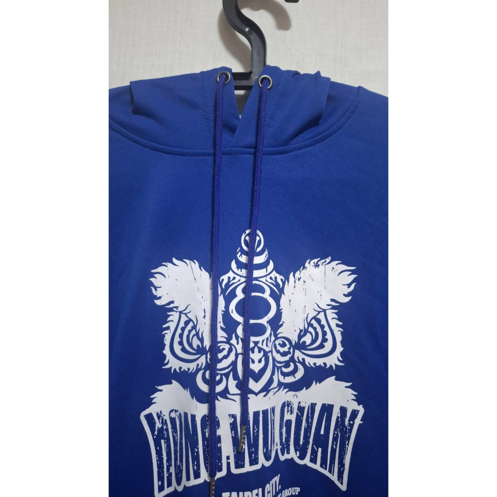 姜小舖XL號Dito男用獅頭圖案藍色柔軟棉質長袖連帽寬鬆上衣 帽T 長T 棉T 春秋 個性 大尺碼 帥氣 大學T-細節圖3