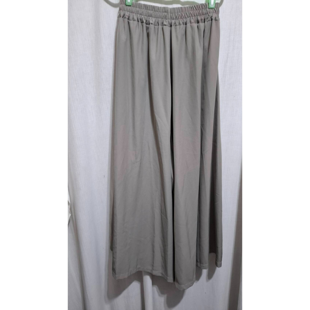 姜小舖XL號土色尼龍寬鬆長褲 褲裙 褲子 滑順觸感佳 雙邊口袋 寬版 素色 純色 百搭 氣質 簡約時尚-細節圖4