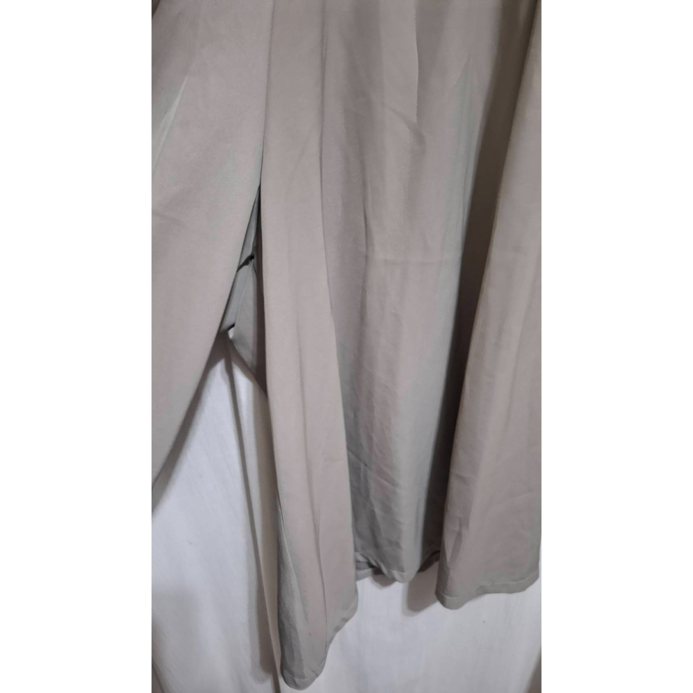 姜小舖XL號土色尼龍寬鬆長褲 褲裙 褲子 滑順觸感佳 雙邊口袋 寬版 素色 純色 百搭 氣質 簡約時尚-細節圖5