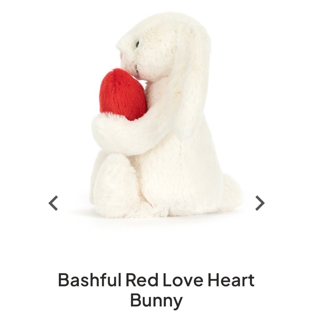 【Jellycat 正品代購】現貨 英國🇬🇧空運直送  Jellycat Bashful 紅色愛心兔 情人節必備-細節圖2