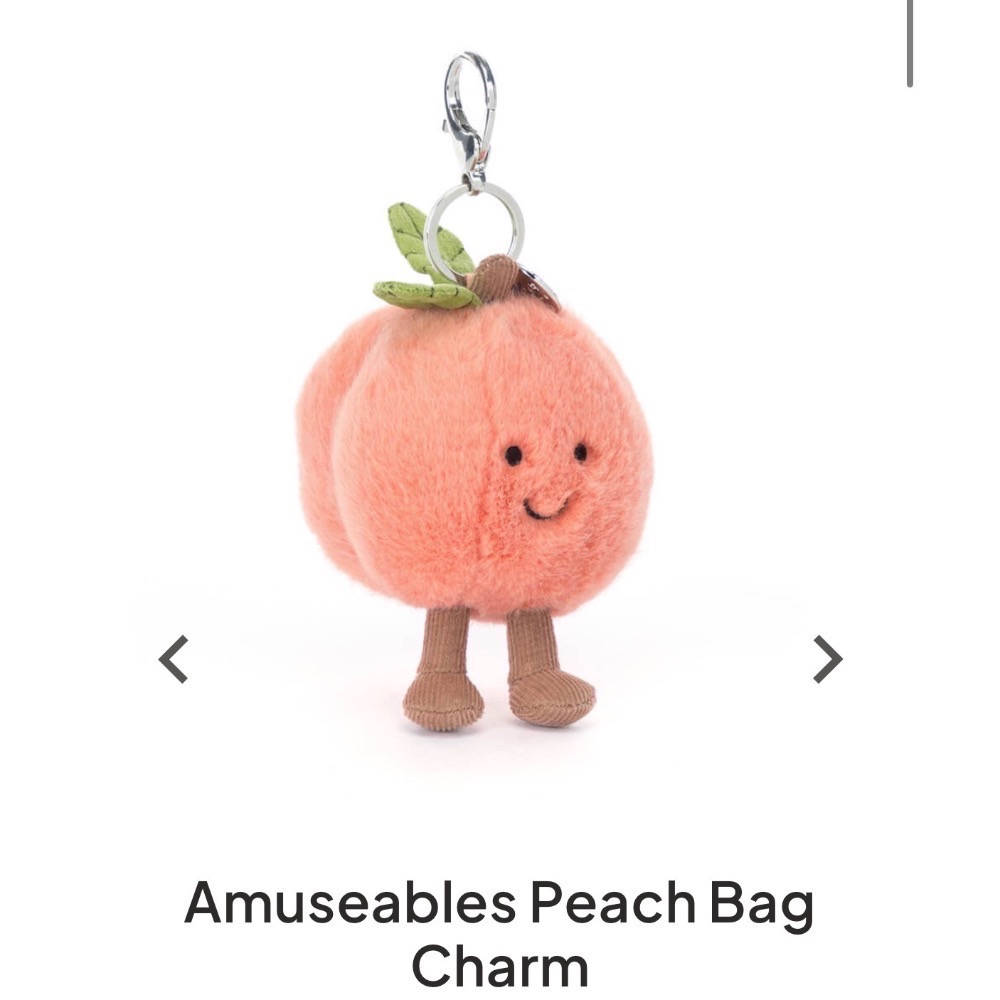 【Jellycat 正品代購】英國🇬🇧空運直送 Jellycat 桃子 水蜜桃吊飾 💕二月新品，超萌登場！-細節圖2
