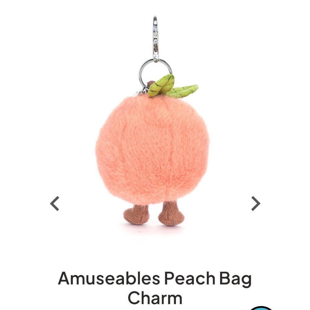 【Jellycat 正品代購】英國🇬🇧空運直送 Jellycat 桃子 水蜜桃吊飾 💕二月新品，超萌登場！-細節圖3