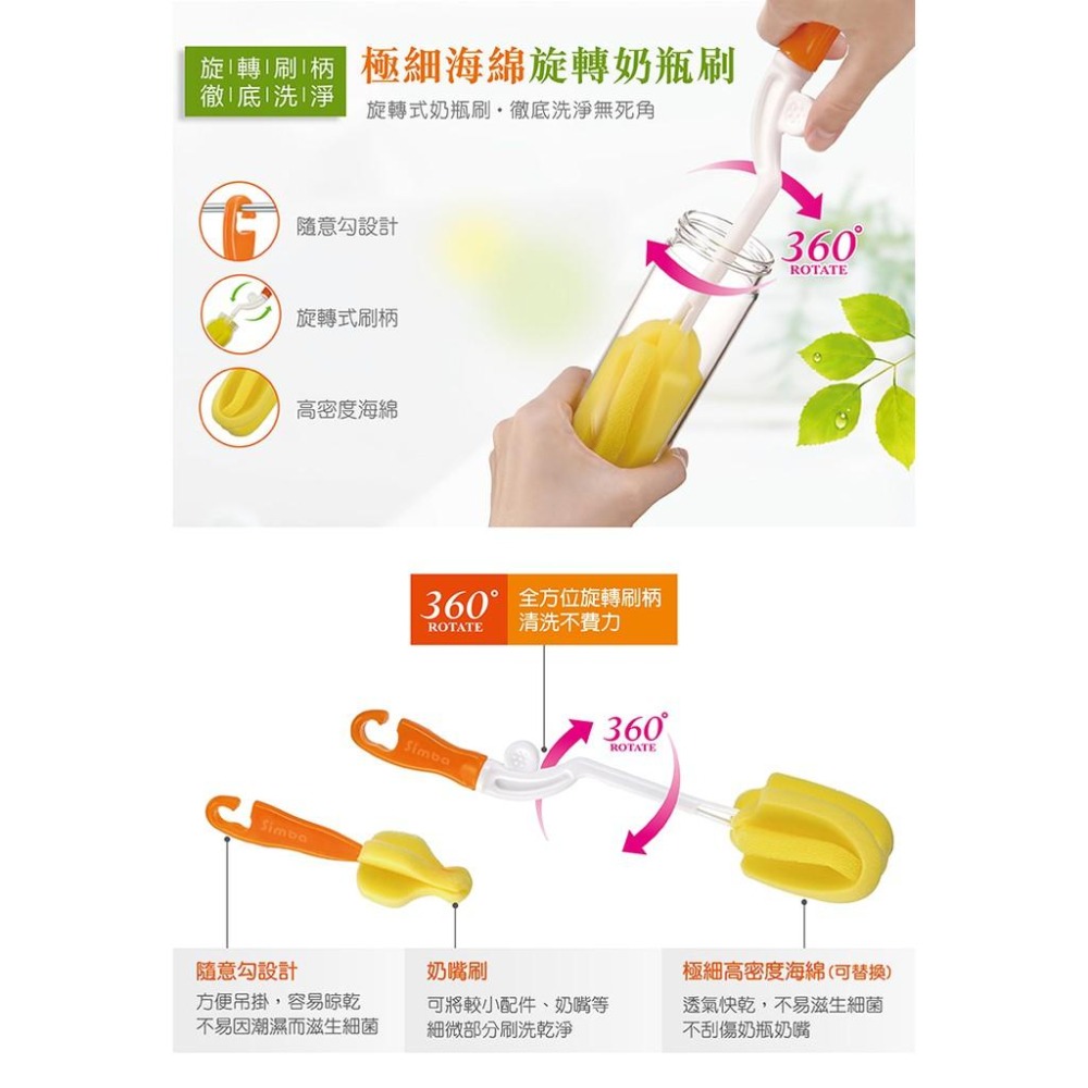 小獅王辛巴-極細海綿旋轉奶瓶刷-細節圖3